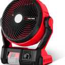 11.5" Jobsite Fan 800CFM Compatible with Milwaukee M18, Bare Tool | Hybrid Corded/Cordless Portable Shop Fan with 70 LM LED Light & Hanging Hook for Workshops, Construction and Outdoor Projects
