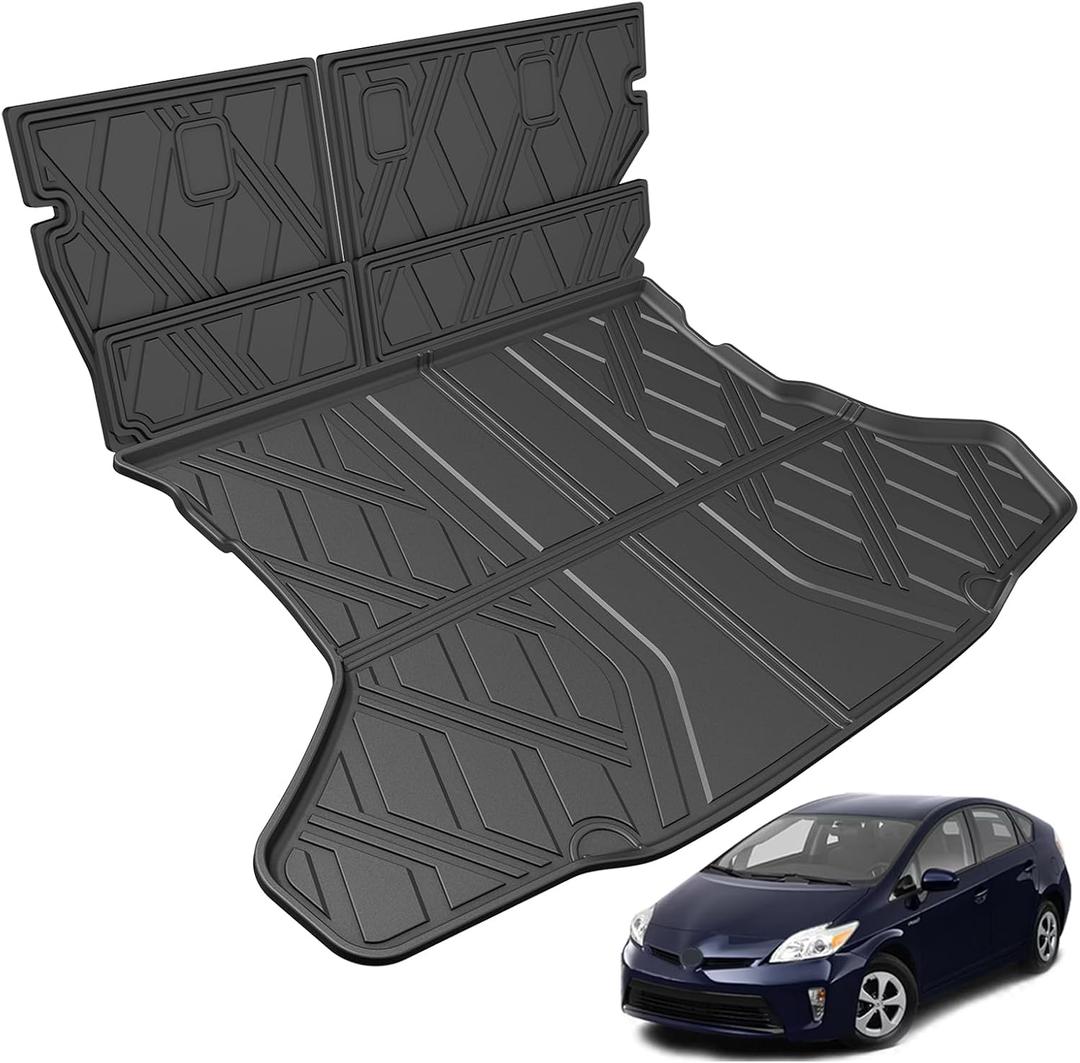 AOMSAZTO Cargo Mat & Backrest Mat Compatible with 2010-2014 Toyota Prius (Not Fit Plug-in, V or C Models): TPE All Weather Protection Anti-Slip Cargo Liner for 2014 Prius Accessories