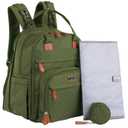 BabbleRoo Extra Large Diaper Bag Backpack, Expandable Baby Bag with Up to 50% More Capacity - Travel Essentials Baby Bag Tote with Changing Pad, Stroller Straps & Pacifier Case - Unisex, Forest Green