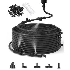 75FT Misters for Outside Patio Misters for Cooling (27 Mist Nozzles) Outdoor Water Patio Hose Greenhouse Mister System Outside Mist Backyard Trampoline for Waterpark Watering Misters for Cooling