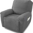 NORTHERN BROTHERS Stretch Recliner Chair Cover, Split Jacquard Furniture Protector, 4 Piece Recliner Slipcovers with Pockets for Living Room, Dark Gray (1 Seat, Light Grey)