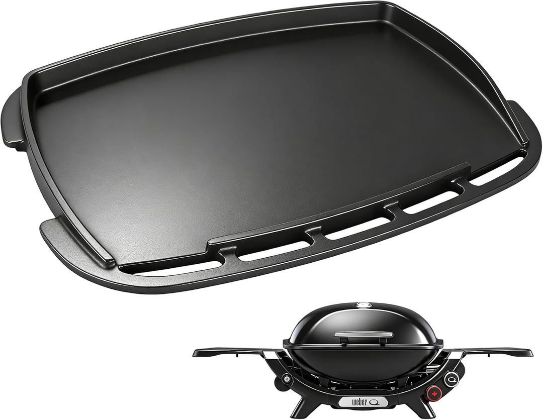 Full Size Griddle Insert for Weber Q 2800N+ Gas Grill, Cast-Iron Griddle Plate for Weber Q Griddle, Heavy-Duty Non-Stick Flat Top Cooking Surface for Breakfast, 3400248, Even Heating