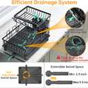 Dish Drying Rack, 2 Tier Dish Racks for Kitchen Counter, Compact Drying Rack Kitchen, Rust-Resistant Dish Drainer, Detachable Space-Saving Dish Rack with Drainboard, Utensil Holder, Black