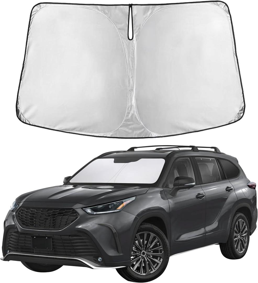 EcoNour Windshield Sunshade Compatible for Toyota Highlander 2020-2024 2025 2026, Sun Visor for Front Windshield & Window Sun Shade Cover, UV Heat Blocker & Protector, Car Accessories