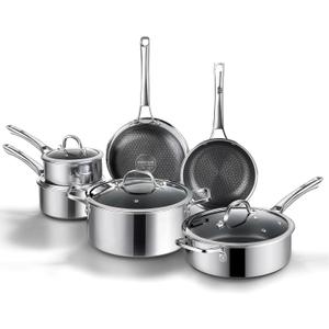 Non Stick Frying Pan Set, 10 Pcs Nonstick Hybrid Baking Pan Skillets