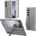 for Samsung Galaxy Z Fold 7 Protect Case with Wristband Stand,Bulit-in Screen & Lens Protection Shockproof Full Body Drop Fall Protection.(Grey)