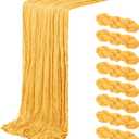 8 Pack Gold Cheesecloth Table Runner 20 x 120 inch Gauze Table Runners 10 FT Long,Semi Sheer Cheese Cloth Fabric Table Runner Bulk for Wedding,Party,Baby Shower,Bridal Shower Decoration