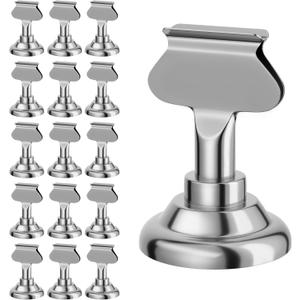 16PK Table Number Holders Place Card Holders 1.7 Inch Table Card Holders Steel Card Holders for Photos, Food Signs, Memo Notes, Weddings, Restaurants, Birthdays(Silver)