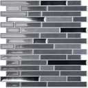 LONGKING 10-Sheet Extra Thick Peel and Stick Backsplash Tiles, Waterproof Kitchen Backsplash Peel and Stick Tile, Self-Adhesive Backsplash for Kitchen, Dark Gray