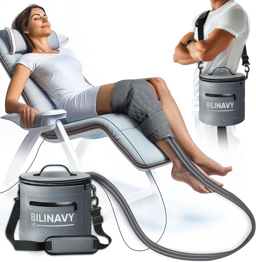 Cold Therapy Machine, Portable Ice Therapy Machine for Knee After Surgery with Programmable Timer & Flow Rate, Quiet Pump, Knee Pad, Light Gray