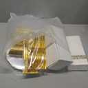 NOCCUR 175PCS Gold Plastic Plates with Disposable Silverware - White Gold Plastic Tableware Includes 25 Dinner /25 Dessert Plates, 75 Cutlery, 25 Cups, 25 Napkins - Ideal for Party/Wedding