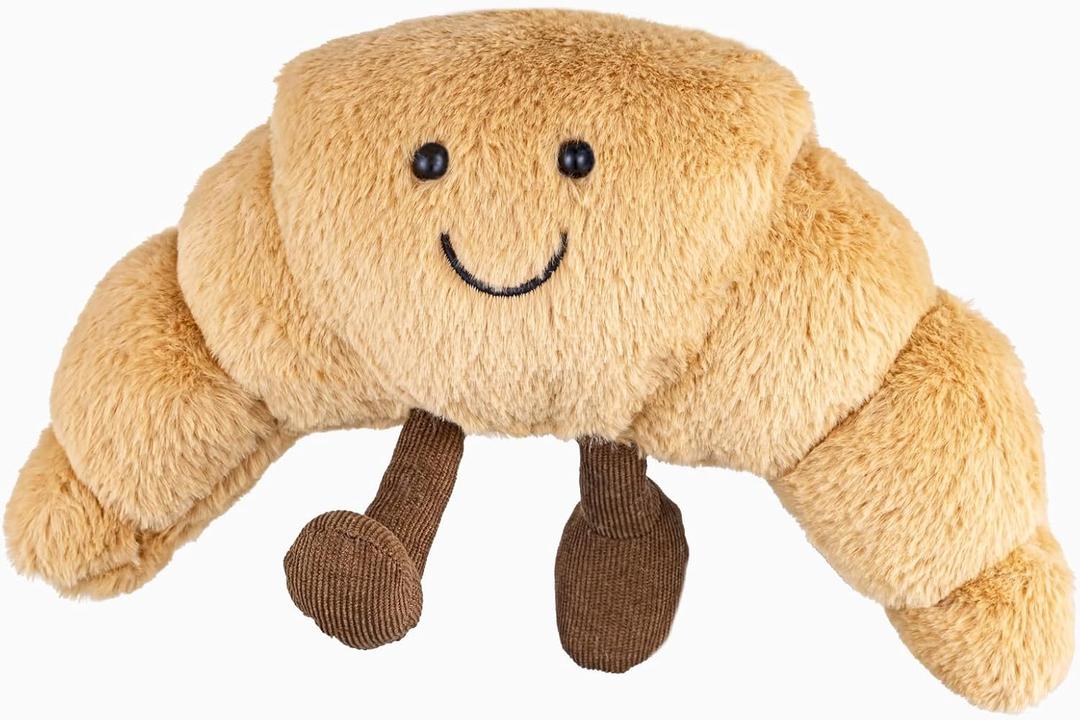 WqWqian Croissant Plush Toy - Soft Stuffed Croissant Gift, 14 inch Cute Food Stuffed Animals Pillow for Kids & Adults