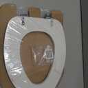 Mayfair Padded Toilet Seat with Chrome Hinges, Soft Vinyl over Wood Core Seat, Made in USA, Elongated, White