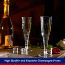 JOLLY CHEF 50 Pack Plastic Champagne Flutes Disposable 4.5 oz Clear Plastic Champagne Glasses Suitable for Wedding, Thanksgiving Day, Christmas