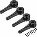 MECCANIXITY 4 Pcs Aluminum Servo Horn Long 25T 25 Teeth Steering Arm 46mm Length Black for DIY RC Car/Boat/Airplanes Boat Model with 2 Pcs Screws