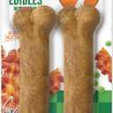 Nylabone Healthy Edibles Natural Dog Chews, Long Lasting Bones for Dogs, Bacon Flavor Dog Treats, Medium (2 Count) (EXP 08/28/28)