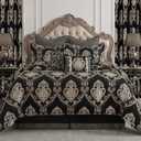 Loom and Mill 9-Piece Luxury Jacquard Comforter Set, European Damask King Size Comforter Sets, Classic Textured Black Bedding Set with Euro Shams, Bedskirt, Filled Decorative Pillow for Home(King)