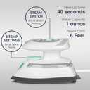 BEAUTURAL Mini Travel Steam Iron for Clothes with Dual Voltage, Temperature Control, Non-Stick Soleplate and Cord Storage, Ideal for Sewing, Quilting and Handcraft