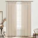 Pinch Pleat Semi Sheer Curtains 84 Inches Long for Bedroom,Elegant Natural Beige Faux Linen Light Filtering Heat Textured Curtains 2 Panels Set with Track Hooks/Rings for Living Room Windows W40 xL84