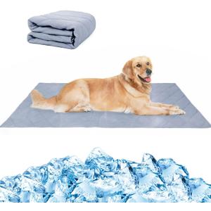 NACOCO Pet Summer Cooling Blanket 31.5" x 43.3" Double-sided availability Mat Dog Throw Puppy Self Cat Pad Bed Cover for Home Outdoor Sofa Sleeping Washable Portable Lightweight Small to Large(Grey,S) (S: 19.7" x 26.0")