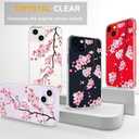 Compatible with iPhone 14 Case Flower for Women Girls Girly Cute Phone Protector Clear with Design Cool Protective,Sakura Pink Peach Cherry Blossom