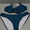 ZAFUL Women High Cut Bikini Sets String Sexy Swimsuit Two Piece Underwire Bathing Suit Brazilian Cheeky Cut Out Cute Swimwear (Large, Lake)