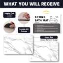 2 Pack Stone Bath Mat - Diatomaceous Earth Bath Mat Fast-Drying Stone Drying Mat Super Absorbent Diatomite Mats for Bathroom, Dish Drying, Bathtub (White Marble)