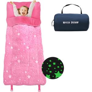 Kids Sleeping Bag for Girls & Boys, Large Kids Sleeping Bag with Pillow, Glow in The Dark Slumber Bag,Soft and Comfortable for Childern Daycare, Sleepovers Travel (pink)