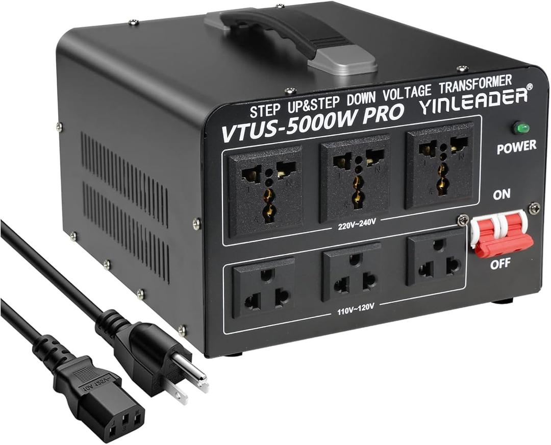 Yinleader 5000W PRO Voltage Transformer Converter Step Up/Down AC 110V/120V to 220V/240V or 220V/240V to 110V/120V Power Converter w/US Standard Power Cord,Circuit Breaker Protection