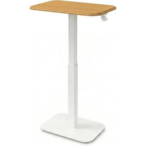 Elevance Height Adjustable Side Table, White Base, Golden Maple Top | Sofa Laptop Table for Couch & Bed | Small C-Shape End Table for Home or Office