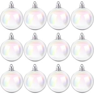 Jutom 24 Pcs Christmas Iridescent Ornaments Ball Clear Plastic Bubbles Cauldron Halloween Hanging Ornament Balls Bulk Wedding Decorative Rainbow Hanging Craft for DIY Witch Magic Pot (2 Inch)