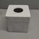 White Tissue Box Cover Square Resin Tissue Holder for Home Decor, Hand Poured Marble Ribbed Cube Tissue Box Holder  5.5 Inch Heavy Duty Luxury Tissue Box Case for Bathroom, Living Room, Office