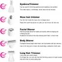 Electric Razor for Women Removal for Body Nose Hair Trimmer Face Shavers Eyebrow Legs Armpit Bikini Area Pubic Underarms Painless Rechargeable Portable 5 in 1 Womens Razors Set