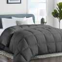 COHOME Twin/Twin XL Size Comforter, All-Season Quilted Down Alternative Duvet Insert, Luxury Hotel GentleSoft Comforter with Anti-Clump Tech & 8 Tabs - Reversible - Dark Grey 64x88 inches