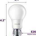 PHILIPS LED 40W A19 4-Pack Basic Soft White (2700K) 450 Lumen (6.5W = 40W) Frosted Flicker-Free Light Bulbs