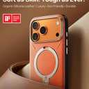 TORRAS Organic Leather for iPhone 17 Pro Case with Stand, Fit for Magsafe, 360 Spin Kickstand with Camera Control, Premium Leather Durable Stylish Q3 VegSkin for iPhone 17 Pro Phone Case, Burnt Orange