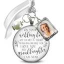 Bouquet Picture Photo Charm In Memory of Grandparent On Your Wedding Day My Granddaughter 1 Frame Antique Silver Pendant White Glass White Bead Bride's Grandma or Grandpa Remembrance DIY Template