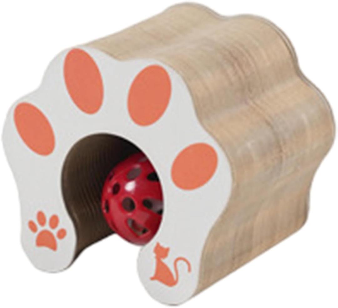 Round Cat Scratcher - Foldable Ball Track Toy, Wooden Pet Exercise Accessory, Mental Stimulation Training Device, Indoor Outdoor Enrichment Gear, Toys for Living Room, Travel, Boredom Relief