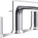 KOHLER 97093-4-CP Hint Widespread Bathroom Faucet with Pop-Up Drain Assembly, 3 Hole 2-Handle Bathroom Sink Faucet, 1.2 gpm, Polished Chrome