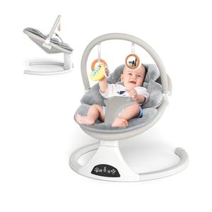 Electric Baby Swing with Remote Control - 5 Natural Motion Speeds, Detachable Seat Pad | Portable Infant Swing for Indoor/Outdoor Use (0-12M, 27lbs) (Gray)