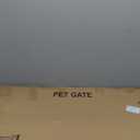 Vantas Folding No-Assembly Metal Pet Gate 80" Wide, 32" Extra Tall Dog Gate with Door Walk Through, Freestanding Accordion Puppy Gate Dog Door for Indoor & Outdoor, with 2PCS Support - White