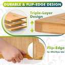 Durable Bamboo Cutting Boards for Kitchen  3-Piece Set with Deep Juice Grooves, Carbonized Surface & Heavy-Duty Design, Perfect for Charcuterie, Meat, and Vegetables