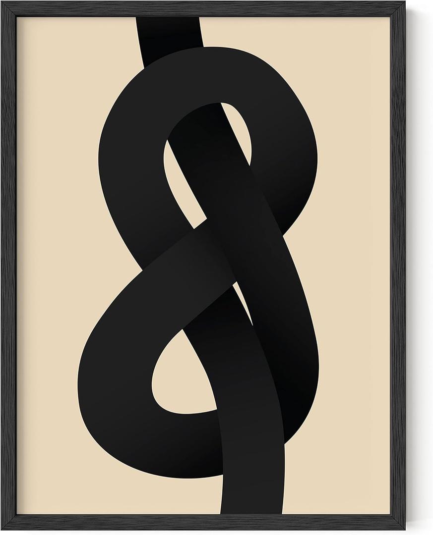 HAUS AND HUES Black and White Abstract Wall Art - Neutral Wall Art Modern Midcentury Modern Art | Black and White Artwork for Walls Modern Neutral Wall Decor Minimal Wall Art UNFRAMED 12"x16"