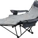 Reclining Camping Chair 4 Position with Foot Rest Comfortable for Adults 265Ibs Folding Lounger Mesh Beach Chair with Cooler Bag,Cotton Cushion and Cup Holder for Outdoor Patio