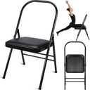 RattanView Yoga Auxiliary Chair with Lumbar Back Support Backless Folding Metal Foldable Flexibility Exercise Chair Balance Handstand Training Tool for Back Pain Relieving Strength Training