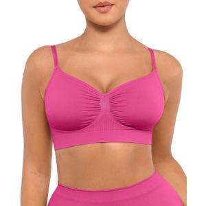FeelinGirl Bralettes for Women with Support Comfortable Bras No Underwire Seamless Everyday Bras (Pink, XXL)