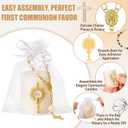 MTLEE 16 Set First Communion Candle Bulk, Catholic Baptism Party Favors for Guests, Mini Rosary White First Holy Communion Candles with Chalice Emblem Organza Bags for Christening Religiosos Gift