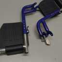 Medline Lightweight Foldable Transport Wheelchair with Handbrakes and 12-Inch Wheels, Blue Frame, Black Upholstery