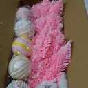 Mini Pink Christmas Tree with Lights, 2ft Artificial Small Table Top Christmas Tree with Bow, Ball Ornaments and White Tree Skirt, 24 Pcs DIY Xmas Decorations for Kids, Toddler Room