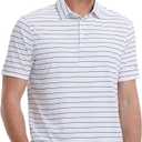 M MAELREG Mens Striped Golf Shirts Short Sleeve Silk-Like Touch Water-Resistant Breathable Soft Collared Polo Shirts for Men (3X-Large)